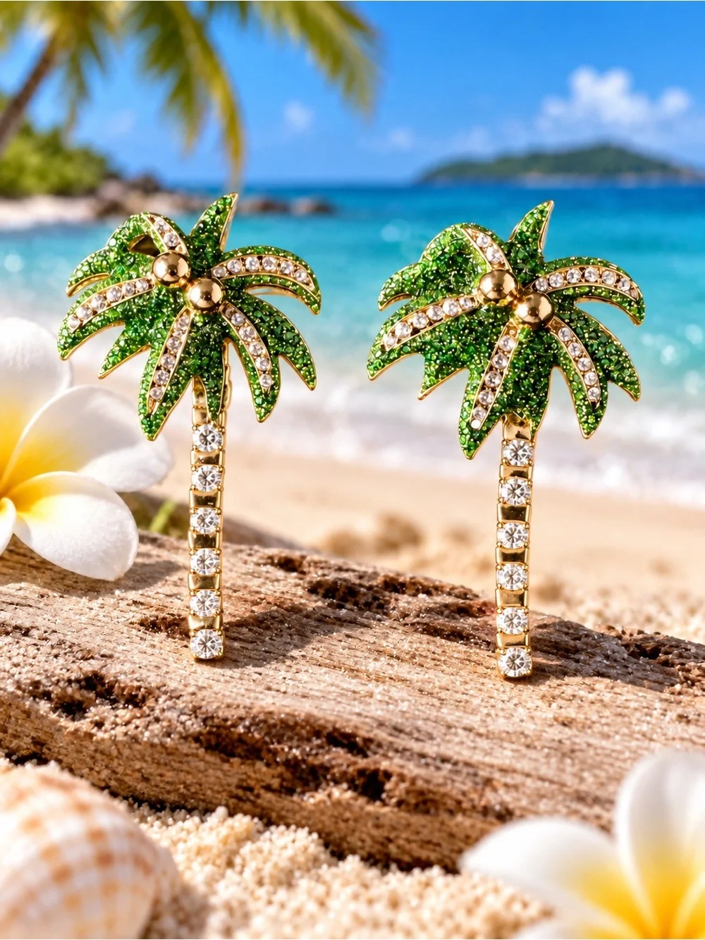 Sugarfix by BaubleBar Seas the Day Green Palm Tree Drop Earrings